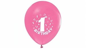 Baskılı Balon ' 1 Yaş' Pembe Happy Bırthday 100'lu