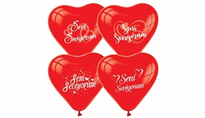 Baskılı Kalp Balon 'Seni Seviyorum' Kırmızı 10'Lu