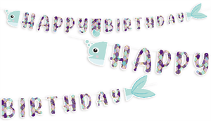 Pırıltılı Deniz Kızı Happy Birthday Banner
