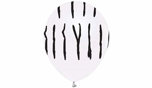 Zebra Baskılı Beyaz Balon 100' Lü